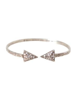 Nialaya Arrow Crystal 925 Silver Bangle Bracelet Women