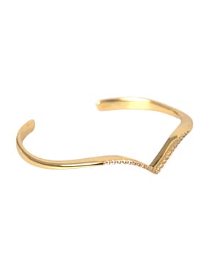 Nialaya Arched Wing Cuff Skyfall Gold CZ 925 Bracelet