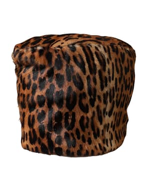 Dolce & Gabbana Brown Leopard Fur Women Bucket Hat