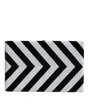 Dolce & Gabbana Black White Gold Frame Clutch Evening Party Purse Bag