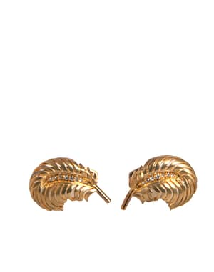 Dolce & Gabbana Gold 925 Sterling Silver Crystal Leaf Cufflink