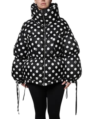 Dolce & Gabbana Black White Polka Dot Full Zip Puffer Jacket