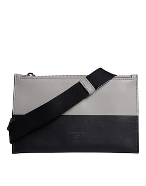 Dolce & Gabbana Black White Leather Logo Embossed Crossbody Bag