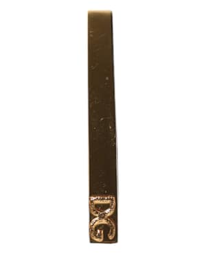 Dolce & Gabbana Gold Tone Brass Logo Branded Tie Clip Bar