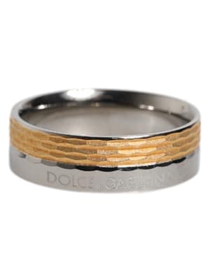 Dolce & Gabbana Gold Silver Tone Real Brass DG Logo Ring