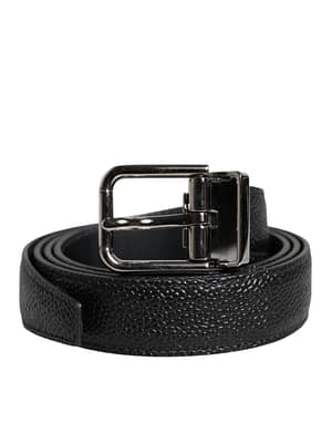 Dolce & Gabbana Black Calf Leather Classic Metal Buckle Belt