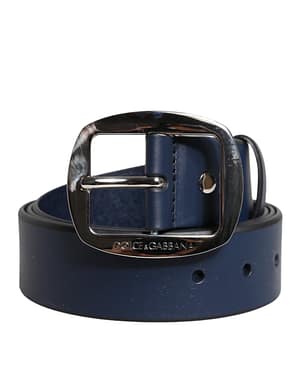 Dolce & Gabbana Blue Calf Leather Classic Metal Buckle Belt