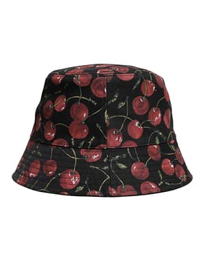 Dolce & Gabbana Black Cotton Printed Wide Brim Bucket Hat