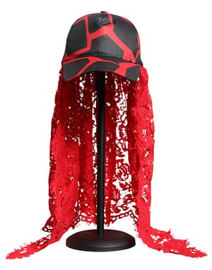 Dolce & Gabbana Red Black Lace Tulle Cotton Baseball Cap