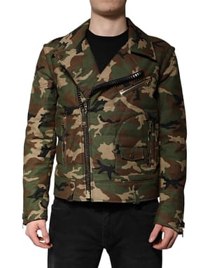Dolce & Gabbana Multicolor Camouflage Nylon Biker Jacket