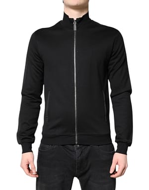 Dolce & Gabbana Black Cotton Logo Full Zip Men Bomber Jacket