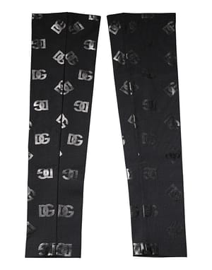 Dolce & Gabbana Black DG Logo Monogram Wool Stretch Arm Sleeves