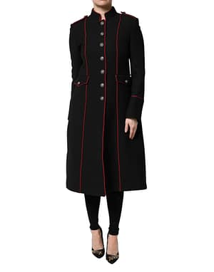 Dolce & Gabbana Black Wool Single Breasted Trench Coat Jacket