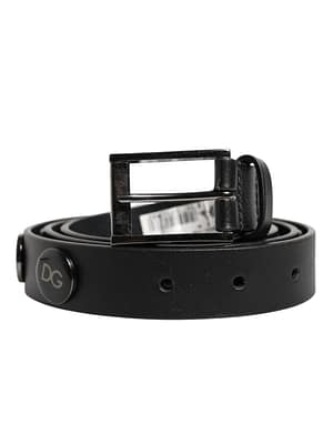 Dolce & Gabbana Black Luxury Leather DG Studs Buckle Belt