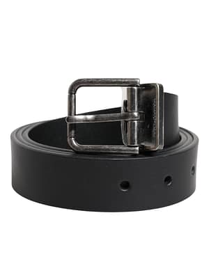 Dolce & Gabbana Black Classic Leather Metal Buckle Belt