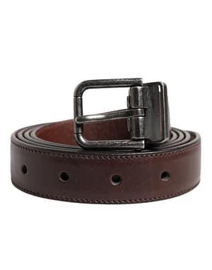 Dolce & Gabbana Brown Classic Calf Leather Metal Buckle Belt