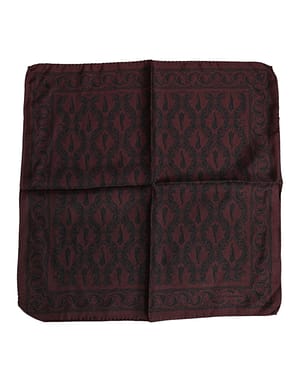 Dolce & Gabbana Maroon Black Printed Square Men Foulard Scarf