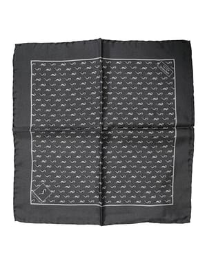 Dolce & Gabbana Black Fish Print Silk Square Men Foulard Scarf