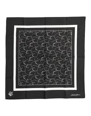 Dolce & Gabbana Black White Printed Square Men Foulard Scarf