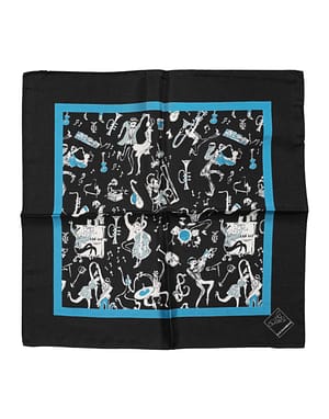 Dolce & Gabbana Black Jazz Club Silk Square Men Foulard Scarf