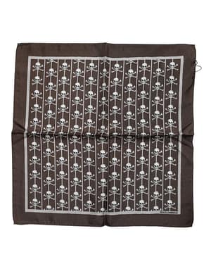 Dolce & Gabbana Brown Skull Silk Square Men Foulard Scarf
