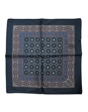 Dolce & Gabbana Blue Printed Silk Square Men Foulard Scarf