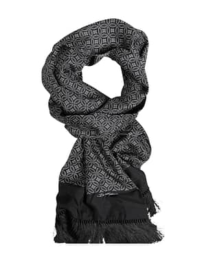 Dolce & Gabbana Black Patterned Fringes Men Foulard Scarf