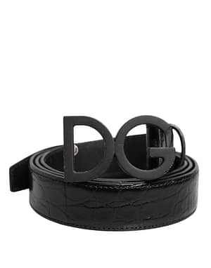 Dolce & Gabbana Black Leather Classic Metal DG Buckle Belt