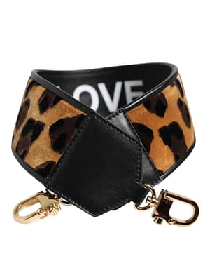 Dolce & Gabbana Black Leopard Print Reversible Bag Shoulder Strap