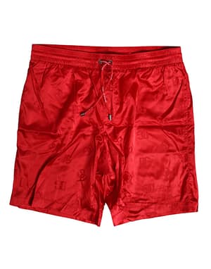 Dolce & Gabbana Red Nylon Drawstring Beachwear Shorts Swimwear