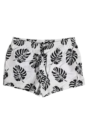 Dolce & Gabbana White Black Print Beachwear Shorts Swimwear