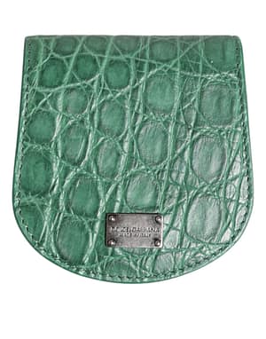 Dolce & Gabbana Green Exotic Skin Coin Condom Case Holder Pocket Wallet