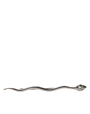 Dolce & Gabbana Silver Brass Crystal Spilla Serpente Mens Brooch Pin