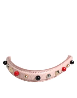 Dolce & Gabbana Light Pink Embellished Leather Bag Handle Shoulder Strap
