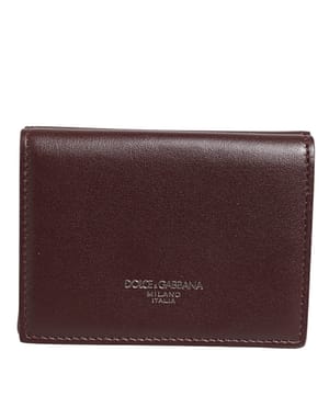 Dolce & Gabbana Leather Embossed Logo Trifold Men Card Holder Dark Brown