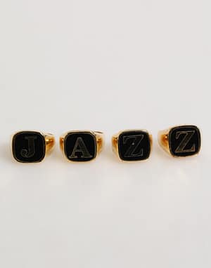 Dolce & Gabbana Gold Tone Brass JAZZ Letter Set 4 Pieces Adjustable Ring