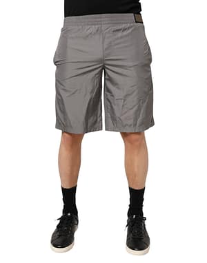 Dolce & Gabbana Light Gray Nylon Elastic Waist Shorts Swimwear