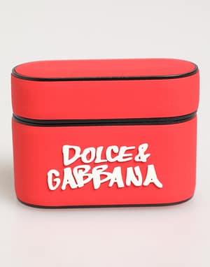 Dolce & Gabbana Red PVC DG Logo Embossed Men Flip Holder Airpods Case