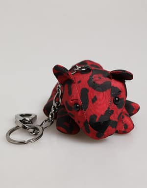 Dolce & Gabbana Red Black Polyester Animal Silhouette Bag Keychain Keyring