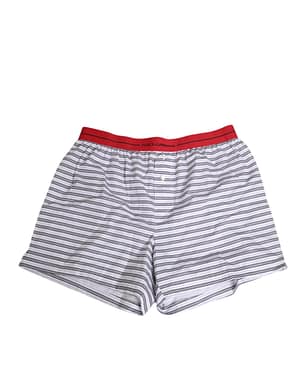 Dolce & Gabbana White Striped Cotton Red Waistband Shorts Swimwear