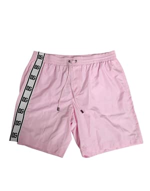 Dolce & Gabbana Pink Nylon Logo Side Stripe Beachwear Men Swimwear
