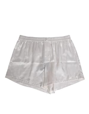 Dolce & Gabbana White Silk Satin Elastic Men Boxer Short Swimwear