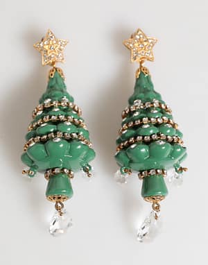 Dolce & Gabbana Gold Brass Multicolour Christmas Tree Earrings