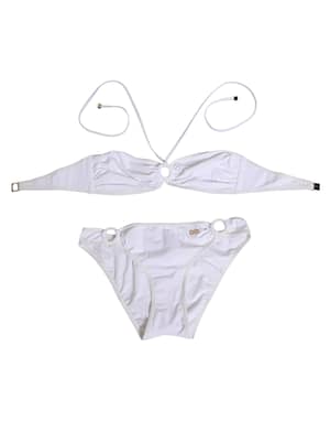 Dolce & Gabbana White Logo Swimsuit 2 Piece Top Bottom Swimwear