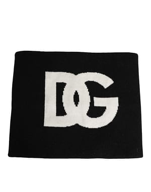 Dolce & Gabbana Black D&G Logo Cashmere Knitted Men One Size Scarf