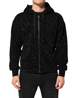 Dolce & Gabbana Black Cotton Hooded Full Zip Bomber Jacket