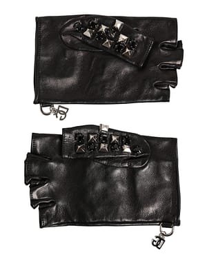 Dolce & Gabbana Black Leather Studded Fingerless Hand Mitten Men Gloves