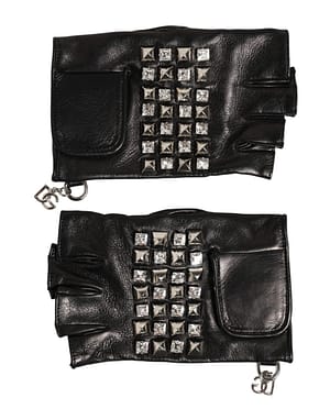 Dolce & Gabbana Black Leather Studded Fingerless Hand Mitten Men Gloves