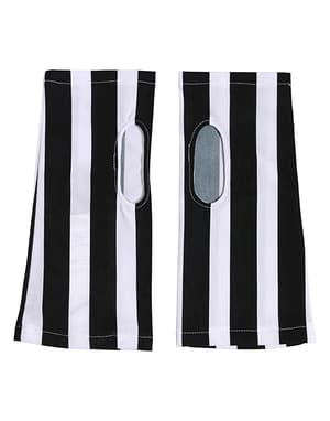 Dolce & Gabbana Black White Nylon Fingerless Wrist Length Gloves