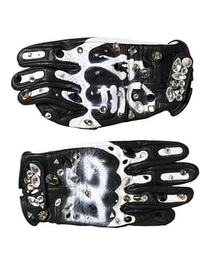 Dolce & Gabbana Gloves Black White Crystal Wrist Length Mitten Gloves